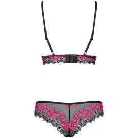 Комплект Obsessive Tulia set (Черно-малиновый, M/L) - 4