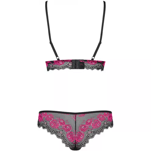 Комплект Obsessive Tulia set (Чорно-малиновий, L/XL)