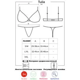Комплект Obsessive Tulia set (Черно-малиновый, M/L) - 3