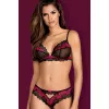 Комплект Obsessive Tulia set (Чорно-малиновий, L/XL)