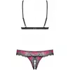Комплект Obsessive Tulia set otwarty (Чорно-малиновий,  L/XL)