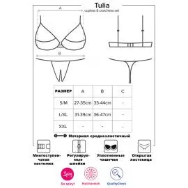 Комплект Obsessive Tulia set otwarty (Черно-малиновый, XS/S) - 3
