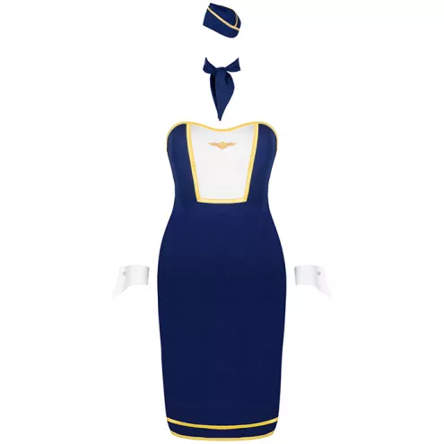 Костюм Obsessive Stewardess uniform (Синьо-біло-золотий, XS/S)