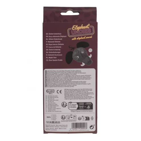 Мужские стринги Слон со звуком Elephant undies with elephant sound, black - one size
