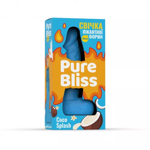 Свеча член Pure Bliss Coco Splash Blue, 18 см
