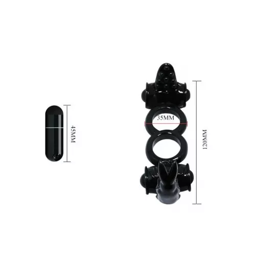 Подвійне ерекційне віброкільце Sweet Ring Double Penis Ring Black