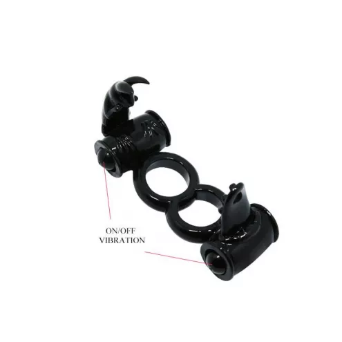 Подвійне ерекційне віброкільце Sweet Ring Double Penis Ring Black