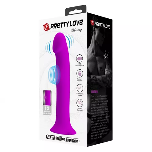 Вібратор PRETTY LOVE Murray PURPLE, 12 vibration functions 12 pulse wave settings Suction base