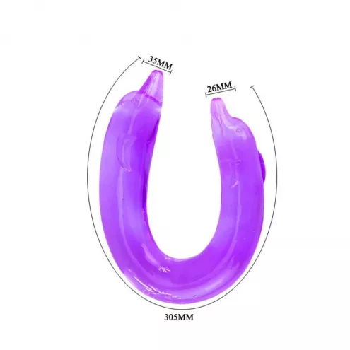 Двухконечный фаллоимитатор Baile Double Dolphin, фиолетовый