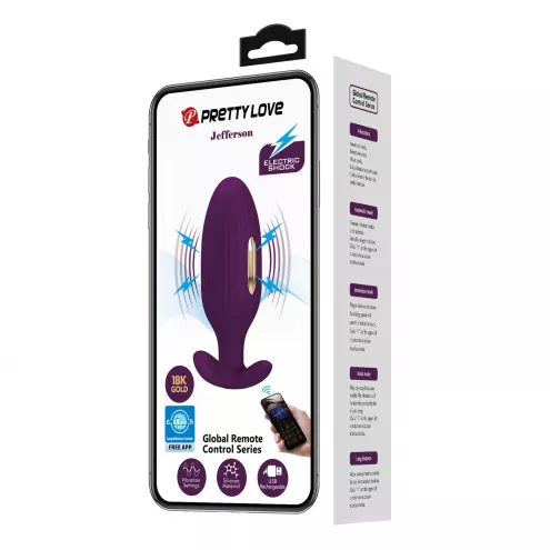 Анальная пробка PRETTY LOVE Jefferson, 12 vibration functions 3 electric shock functions
