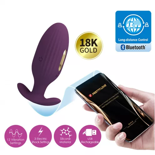 Анальная пробка PRETTY LOVE Jefferson, 12 vibration functions 3 electric shock functions