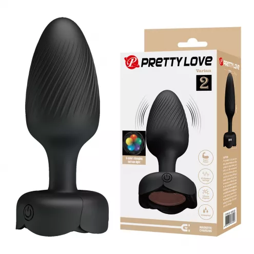 Анальная пробка с вибрацией и подсветкой Pretty Love Varian, черная
