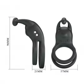 Эрекционное кольцо Pretty Love Goodwin Vibrating Double Penis Ring - 5