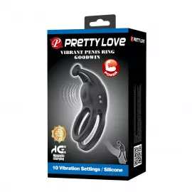 Эрекционное кольцо Pretty Love Goodwin Vibrating Double Penis Ring - 10