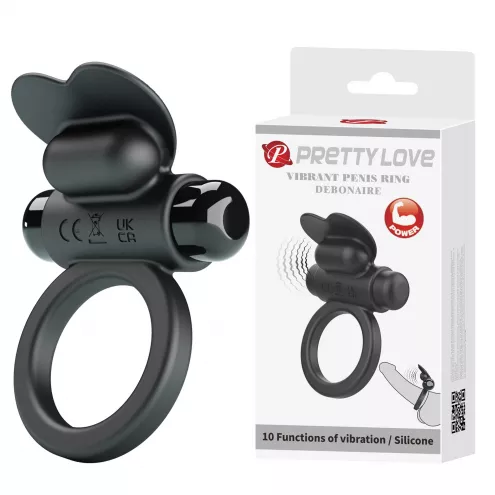 Віброкільце PRETTY LOVE VIBRANT PENIS RING DEBONAIRE Black, 10 vibration functions