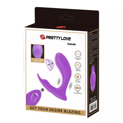 Вибростимулятор PRETTY LOVE Idabelle Purple, 12 vibration functions 12 pulse wave settings Wireless
