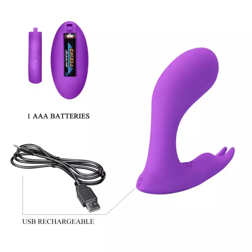 Вибростимулятор PRETTY LOVE Idabelle Purple, 12 vibration functions 12 pulse wave settings Wireless
