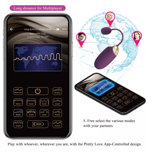 Вібростимулятор PRETTY LOVE - Klay, 10 vibration functions 10 thrusting settings Mobile APP remote c