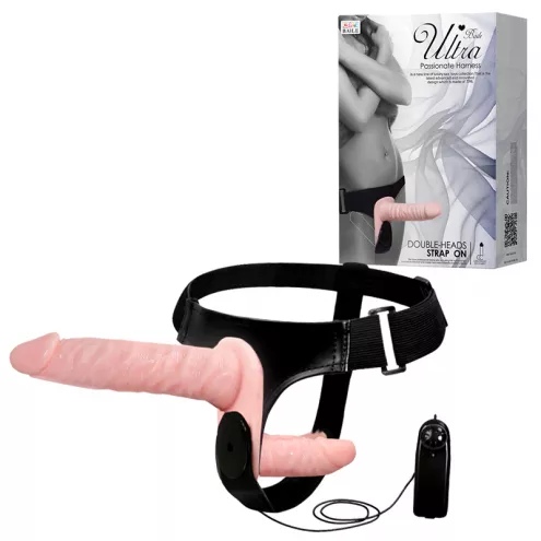Страпон Ultra Passionate Harness Doble Heads Flesh Vibrating