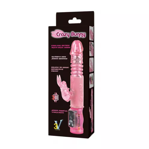 Вибратор Crazy Bunny с 3 функциями вибрации и 3 функциями вращения