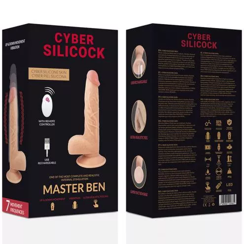 Фалоімітатор з вібрацією та фрикціями, Master Ben 16,5 х 4,3 см CYBER SILICOCK (Іспанія)