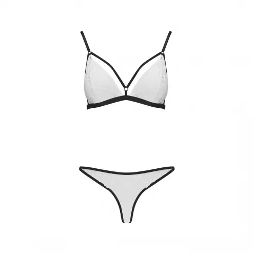 Комплект білизни Passion ORIHIME SET L/XL, white, стрепи, ліф та трусики