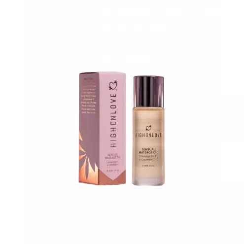 Міні масажна олія з ароматом полуниці та шампанського Sensual Massage Oil Strawberries Champagne, 30 мл HighOnLove (Канада)