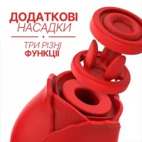 Вакуумний кліторний стимулятор з додатковими насадками, 3 в 1 Rose Luxury edition, колір: червоний Mia (Іспанія)