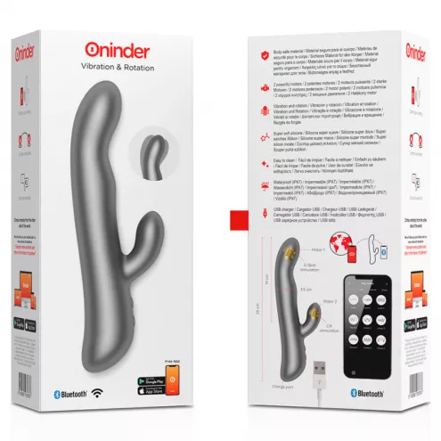 Смарт вібратор-кролик з рухливою голівкою VIBRATION ROTATION, колір: чорний Oninder (Іспанія)
