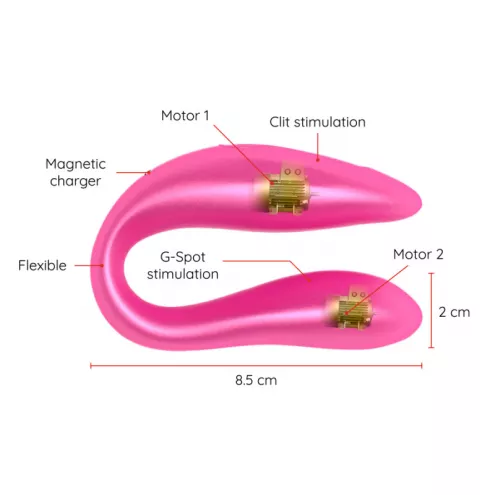 Смарт вибратор для пар DOUBLE PLEASURE, цвет: розовый Oninder (Испания)