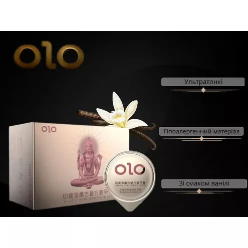 Ультратонкие презервативы OLO Gold Budda с гиалуроновою смазкой и ароматом ванили, 10 шт