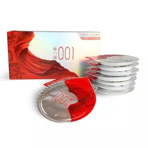 Горячие ультратонкие презервативы OLO Red Silver с термоэффектом , 1 шт в упаковке
