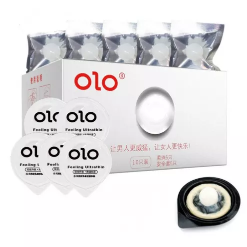 Еротичні презервативи OLO Silver з кулькою для додаткового задоволення, 1 шт в упаковці