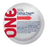Презервативи ONE Tattoo Touch з ребристою поверхнею у вигляді тату, 1 шт