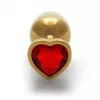 Металева анальна пробка Heart Gem, розмір S колір: золотистий/червоний Ouch! (Нідерланди)