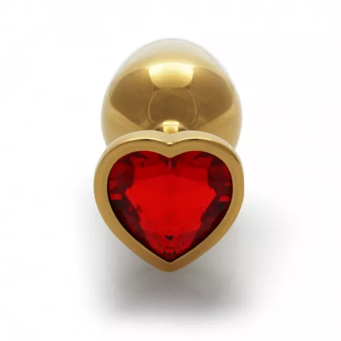 Металева анальна пробка Heart Gem, розмір S колір: золотистий/червоний Ouch! (Нідерланди)