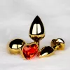 Металева анальна пробка Heart Gem, розмір S колір: золотистий/червоний Ouch! (Нідерланди)
