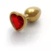 Металева анальна пробка Heart Gem, розмір S колір: золотистий/червоний Ouch! (Нідерланди)