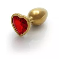 Металева анальна пробка Heart Gem, розмір S колір: золотистий/червоний Ouch! (Нідерланди)