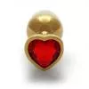 Металева анальна пробка Heart Gem, розмір M колір: золотистий/червоний Ouch! (Нідерланди)