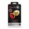 Металева анальна пробка Heart Gem, розмір M колір: золотистий/червоний Ouch! (Нідерланди)
