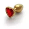Металева анальна пробка Heart Gem, розмір M колір: золотистий/червоний Ouch! (Нідерланди)