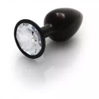 Металева анальна пробка Round Gem, розмір S колір: чорний/білий Ouch! (Нідерланди)