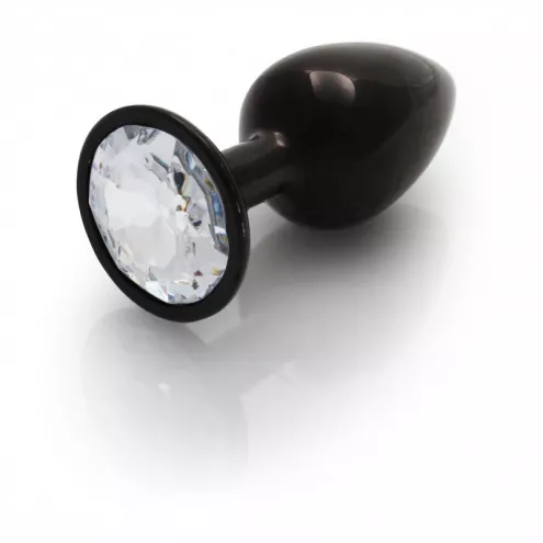 Металева анальна пробка Round Gem, розмір S колір: чорний/білий Ouch! (Нідерланди)