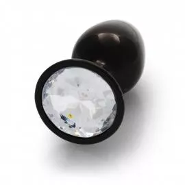 Металлическая анальная пробка Round Gem, размер S цвет: черный/белый Ouch! (Нидерланды) - 7