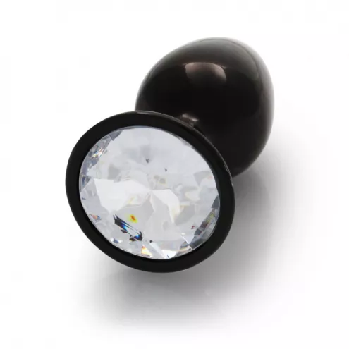 Металева анальна пробка Round Gem, розмір S колір: чорний/білий Ouch! (Нідерланди)
