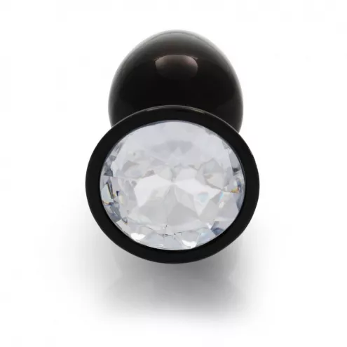 Металева анальна пробка Round Gem, розмір S колір: чорний/білий Ouch! (Нідерланди)