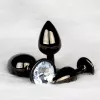 Металева анальна пробка Round Gem, розмір S колір: чорний/білий Ouch! (Нідерланди)