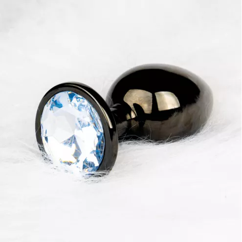 Металева анальна пробка Round Gem, розмір S колір: чорний/білий Ouch! (Нідерланди)