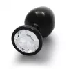 Металева анальна пробка Round Gem, розмір М колір: чорний/білий Ouch! (Нідерланди)